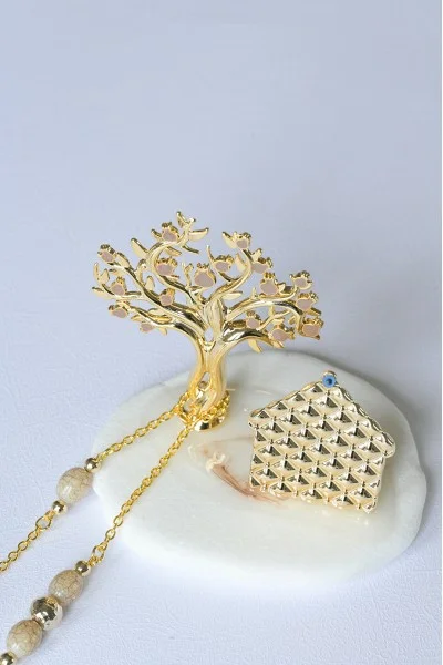 Γούρι 2026 Χρυσό Δέντρο με Σπιτάκι