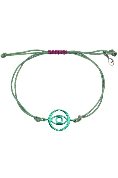 Βραχιόλι Ασημένιο Σμαραγδί Μάτι Makrame