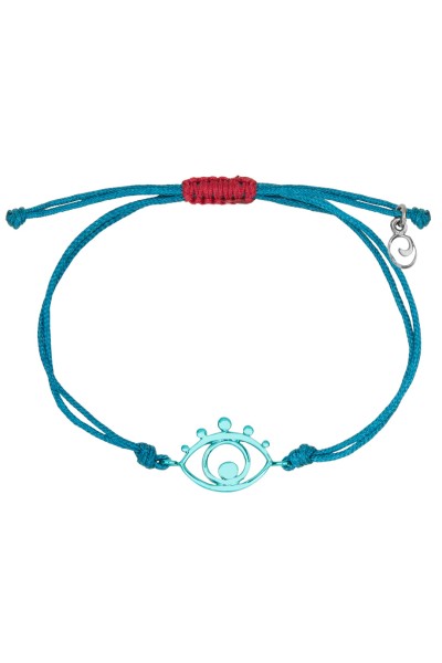 Βραχιόλι Ασημένιο Πετρόλ Μάτι Makrame