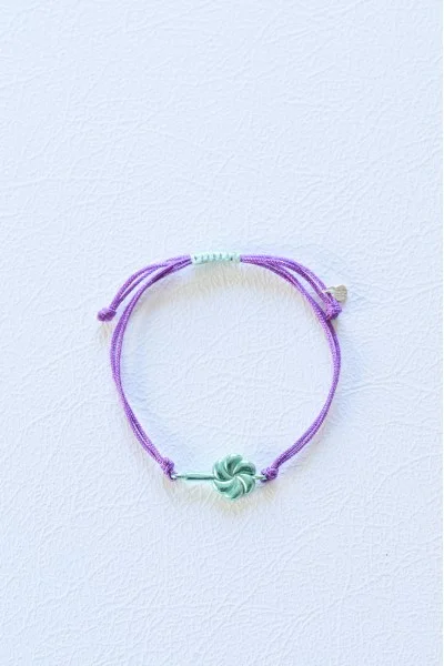 Βραχιόλι Ασημένιο Σμαραγδί Lollipop Makrame