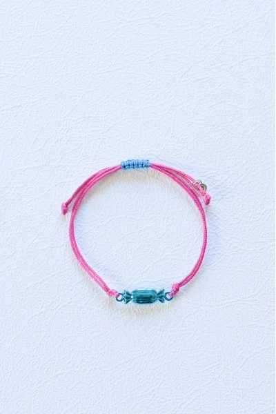 Βραχιόλι Ασημένιο Πετρόλ Candy Makrame