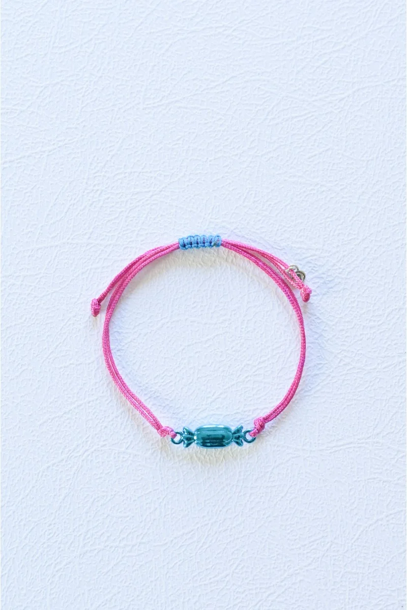 Βραχιόλι Ασημένιο Πετρόλ Candy Makrame