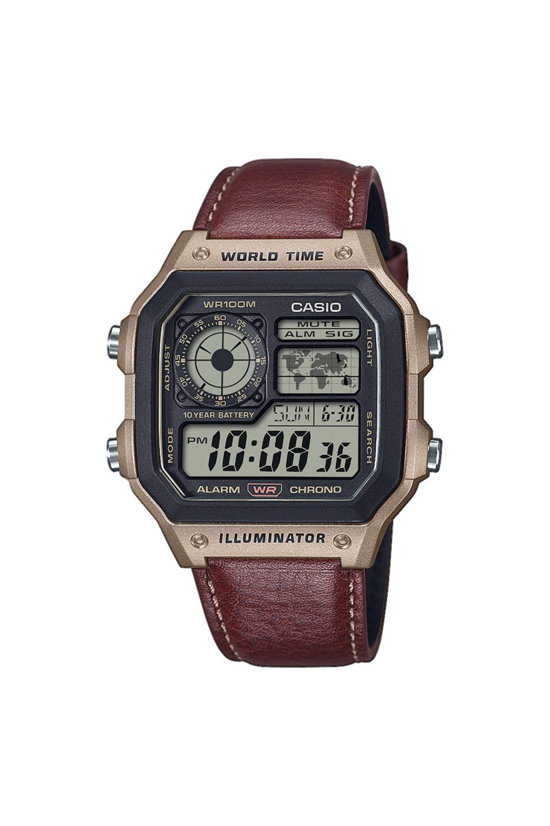 Casio Standard Brown Leather Strap AE-1200WHL-5AVEF