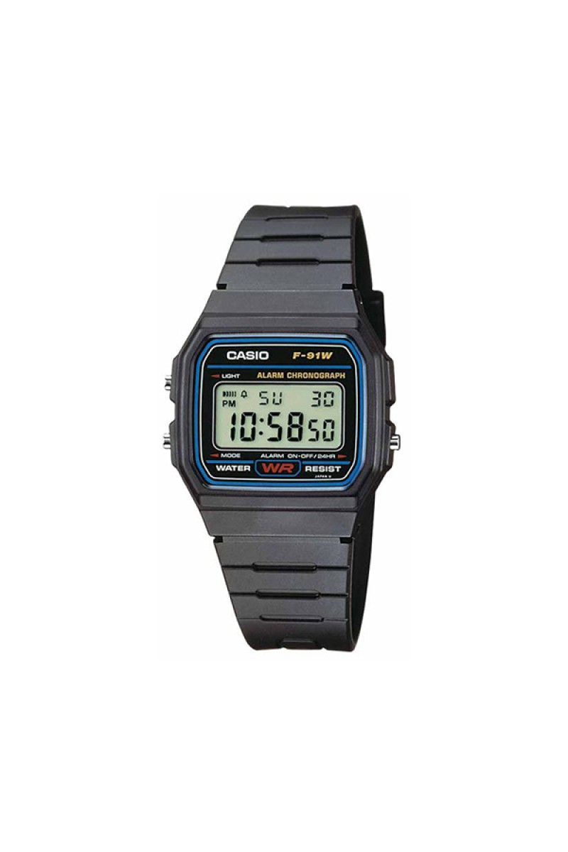 Casio Standard Black Rubber Strap F-91W-1YEG