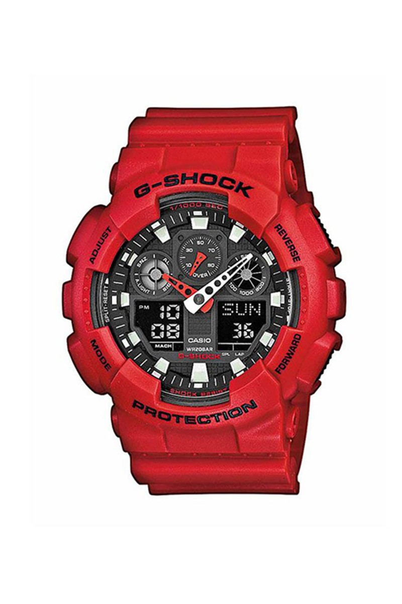 Casio Gshock Anadigi Red Rubber Strap GA-100B-4AER