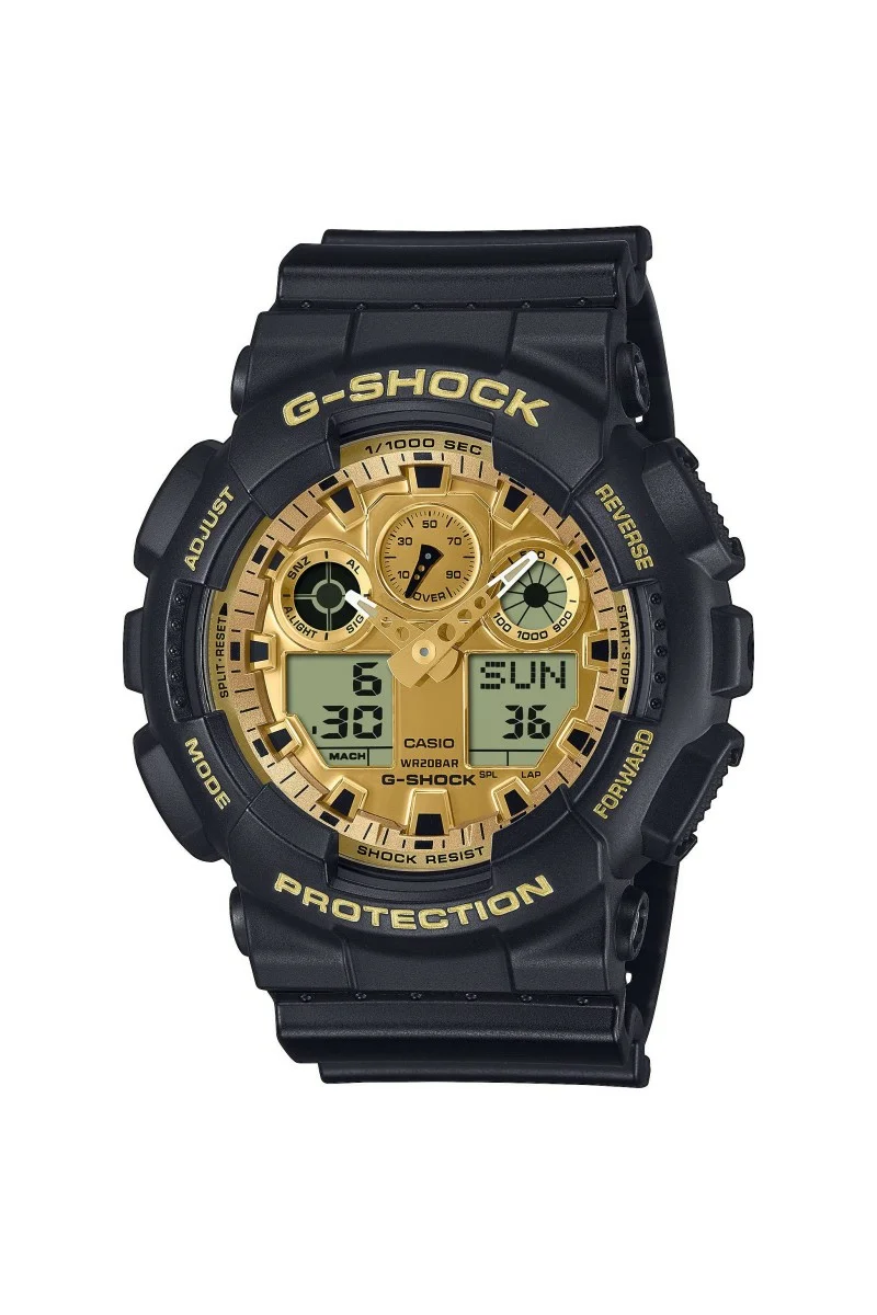 Casio Gshock Anadigi Black Rubber Strap GA-100GGB-1A9ER