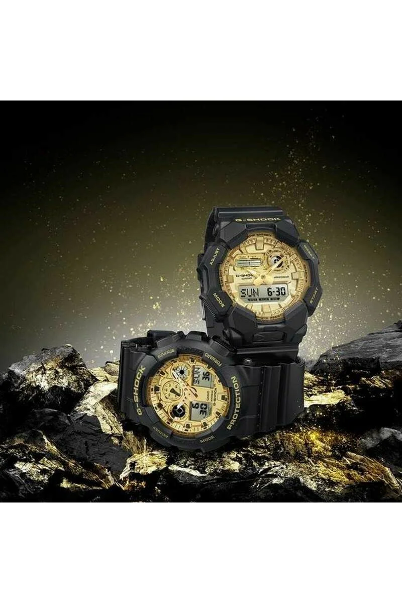 Casio Gshock Anadigi Black Rubber Strap GA-100GGB-1A9ER