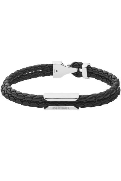 Βραχιόλι DIESEL Black Leather από Ατσάλι DX1247040