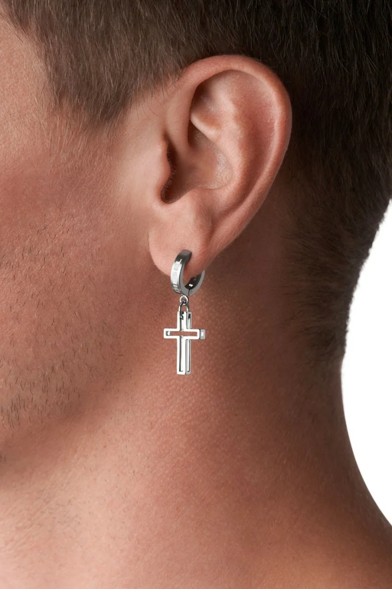Σκουλαρίκι DIESEL Cross Hoop από Ατσάλι