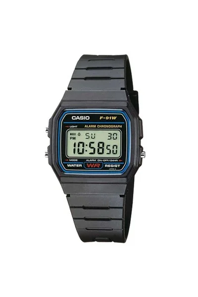 Casio Standard Black Rubber Strap F-91W-1YEG