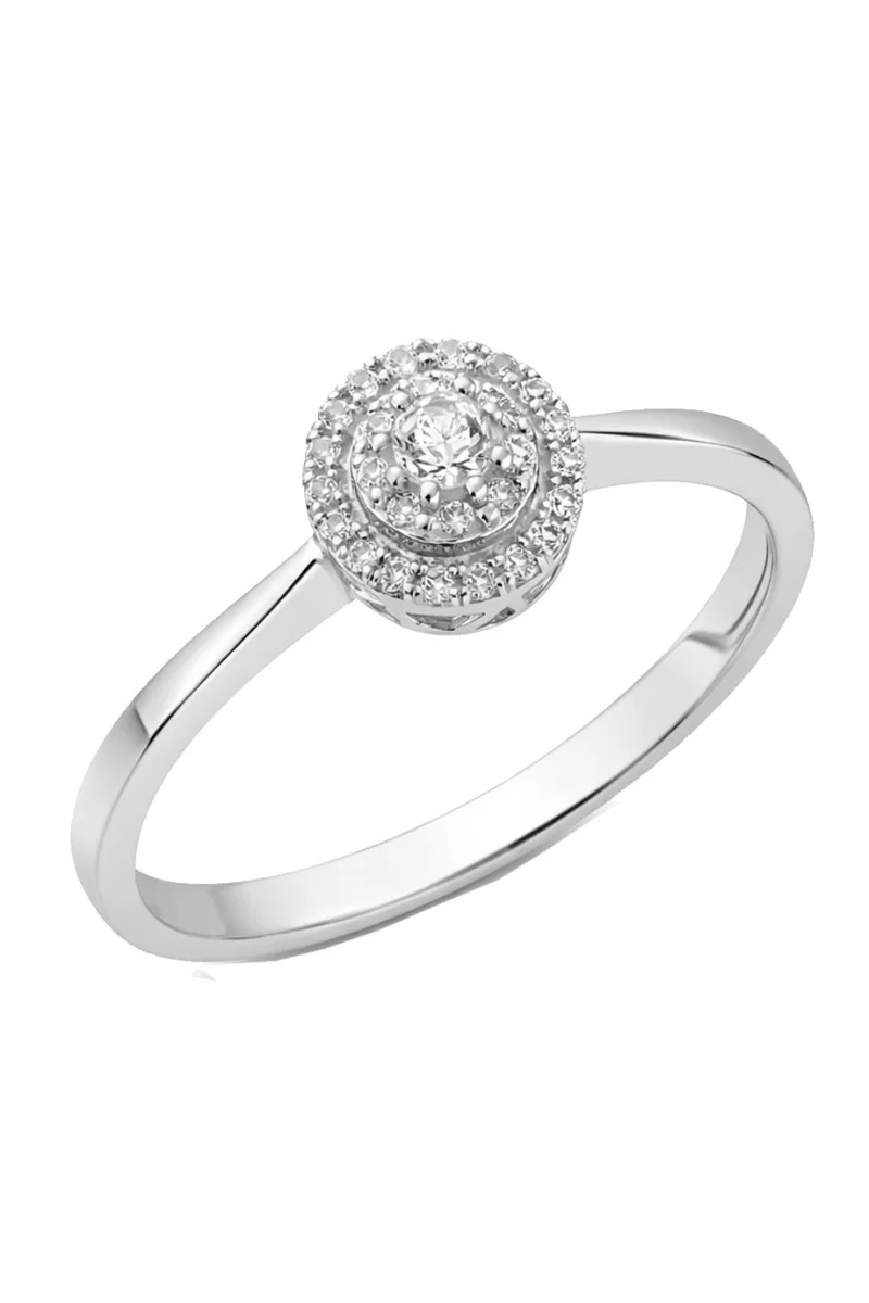 Δαχτυλίδι Λευκόχρυσο 18Κ Διαμάντι Pave 0.13ct