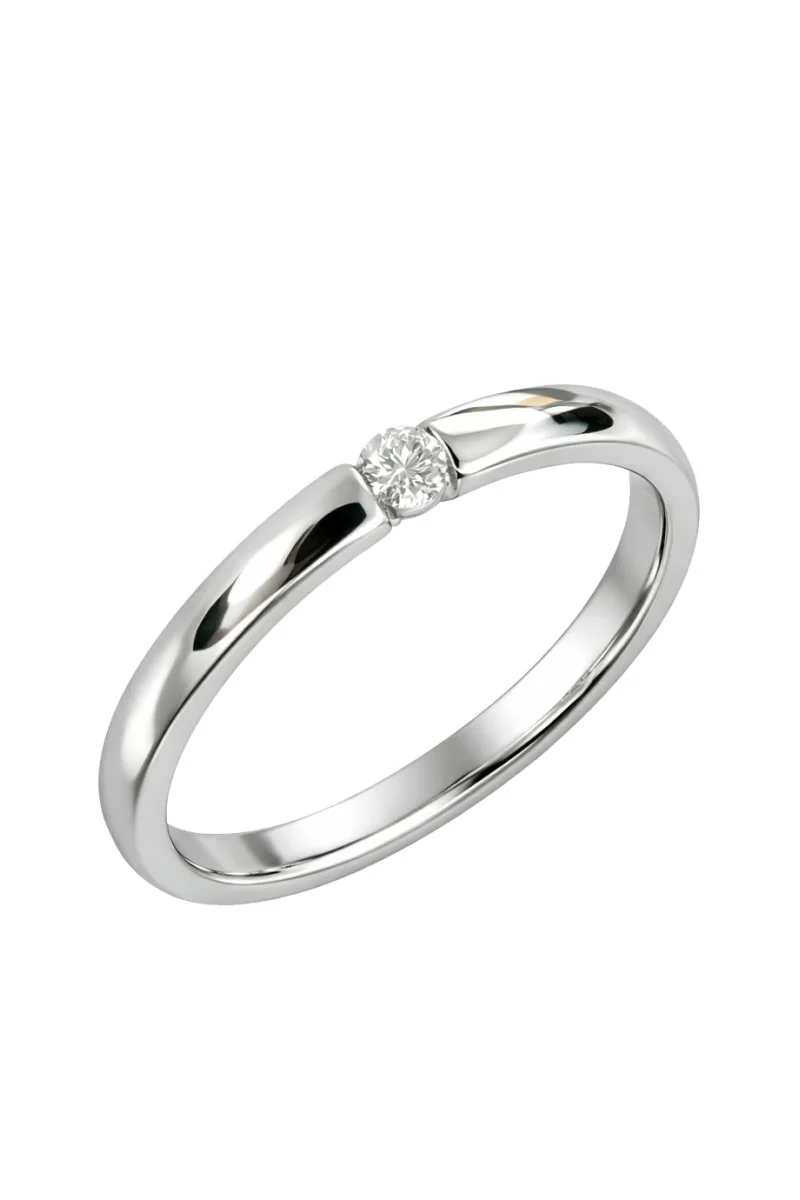 Μονόπετρο Minimal Λευκόχρυσο 18Κ Διαμάντι 0.10ct