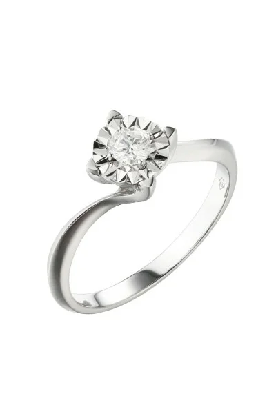 Μονόπετρο Φλόγα Λευκόχρυσο 18Κ Διαμάντι Diamantate 0.14ct