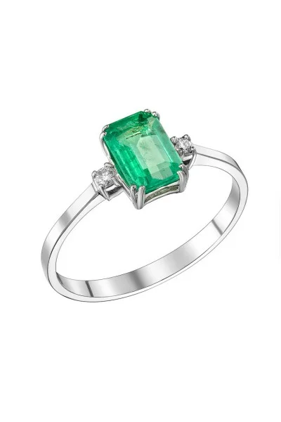 Δαχτυλίδι Λευκόχρυσο 18Κ Διαμάντι Σμαράγδι 0.80Ct