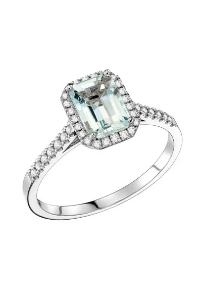 Δαχτυλίδι Λευκόχρυσο 18Κ Διαμάντι Aquamarine 1.04Ct
