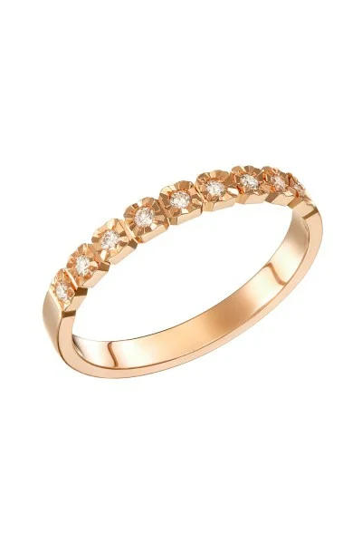 Δαχτυλίδι Ροζ Χρυσό 18Κ Διαμάντι Σειρέ 0.12Ct