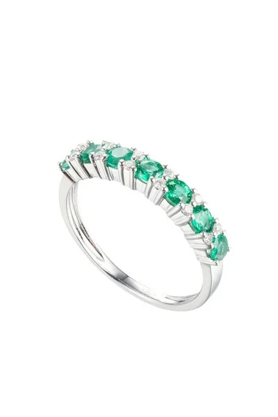 Δαχτυλίδι Λευκόχρυσο 18Κ Διαμάντι Σμαράγδι Σειρέ 0.71Ct
