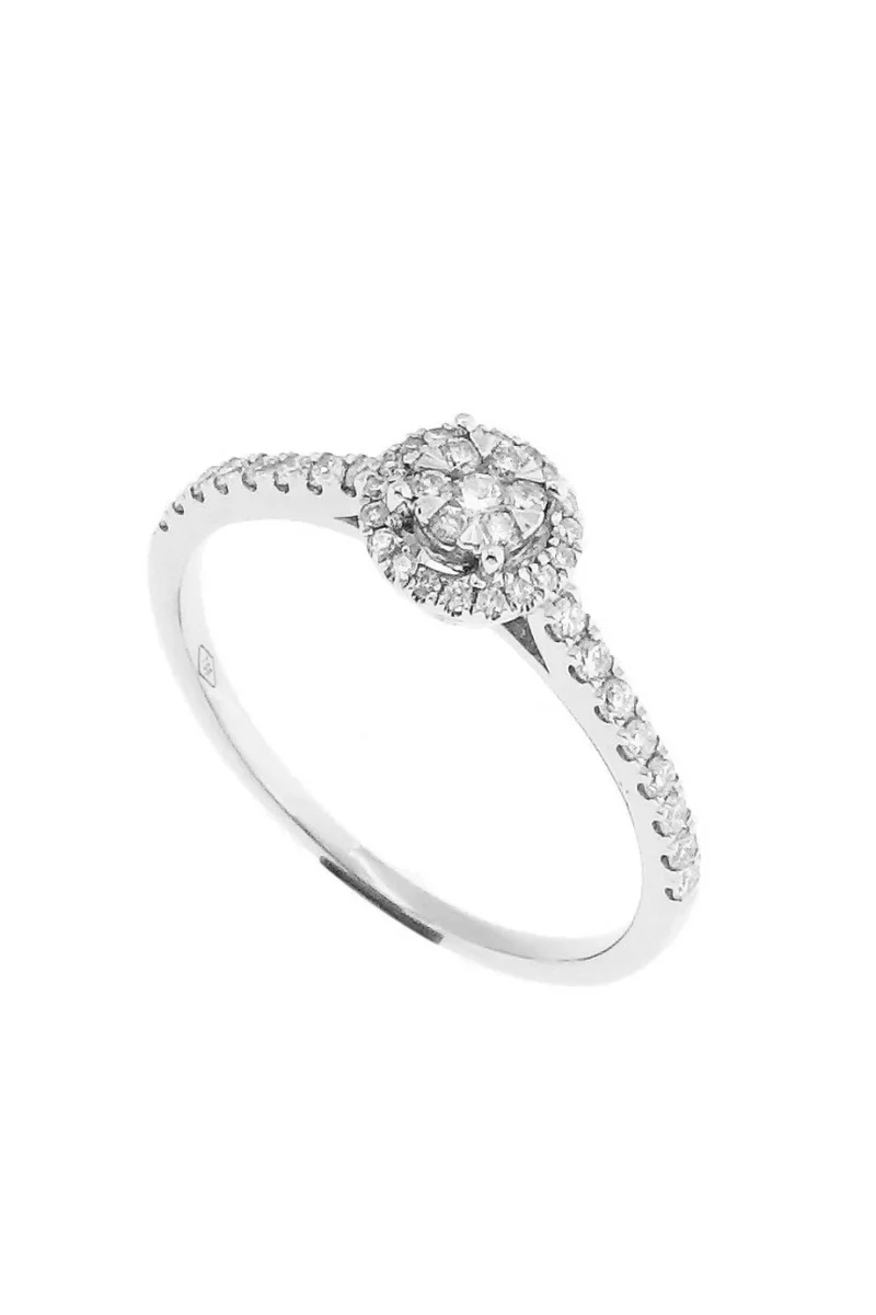 Δαχτυλίδι Λευκόχρυσο 18Κ Διαμάντι Pave Σειρέ 0.26ct
