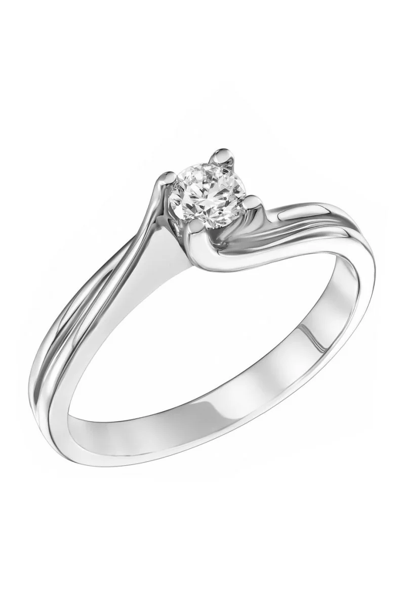 Μονόπετρο Λευκόχρυσο Φλόγα 18Κ Διαμάντι 0.24ct