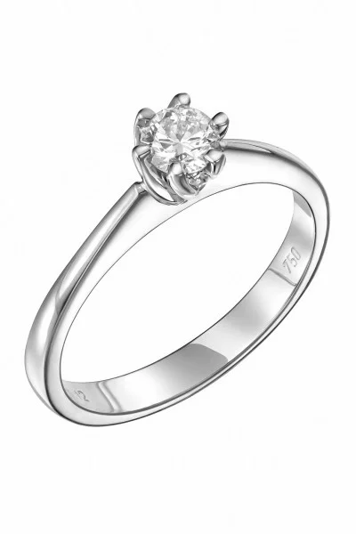 Μονόπετρο Εξάδοντο Λευκόχρυσο 18Κ Διαμάντι IGI 0.30ct