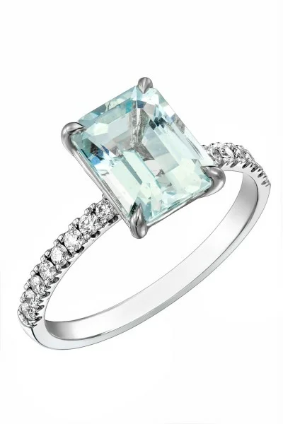 Δαχτυλίδι Λευκόχρυσο 18Κ Διαμάντι Aquamarine 2.40Ct