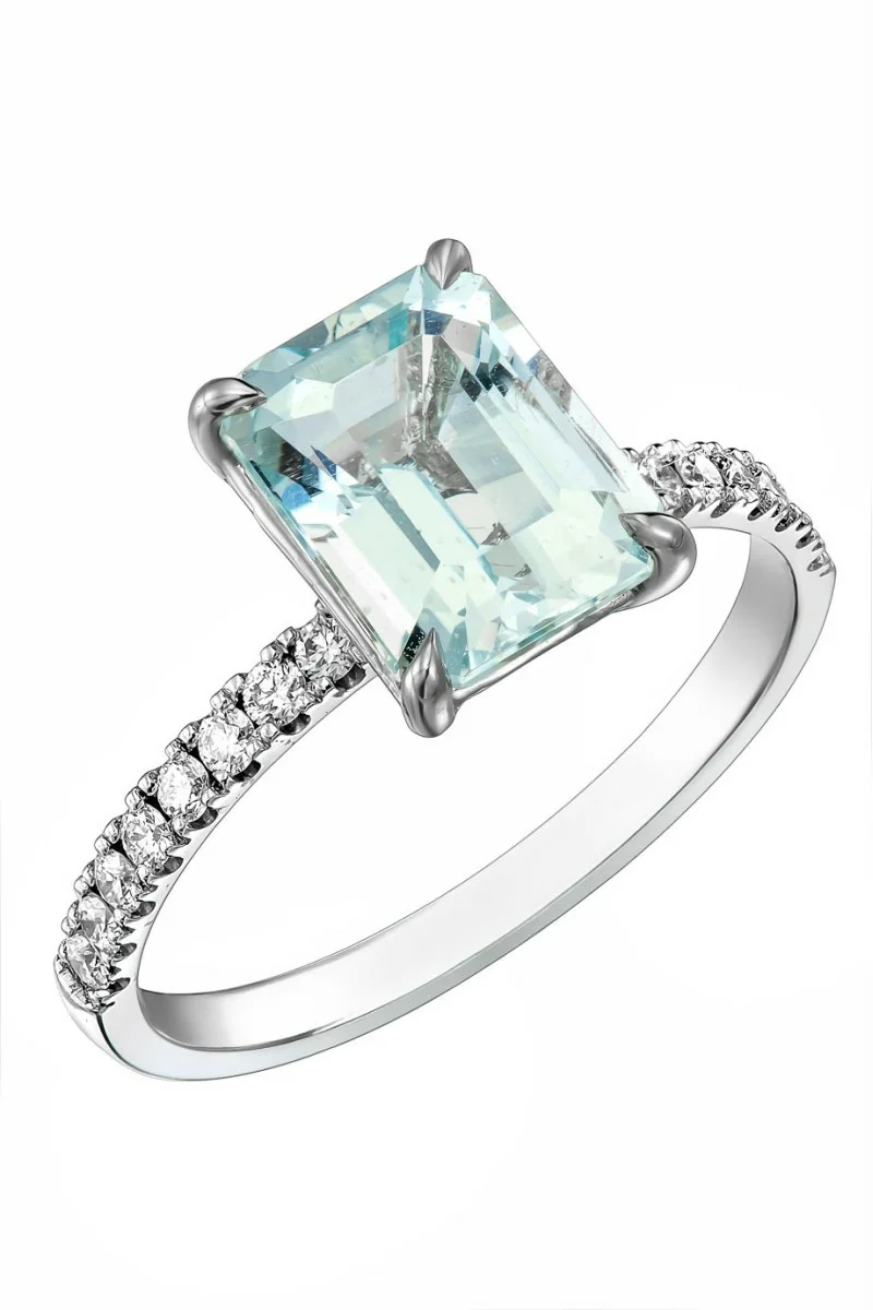 Δαχτυλίδι Λευκόχρυσο 18Κ Διαμάντι Aquamarine 2.40Ct