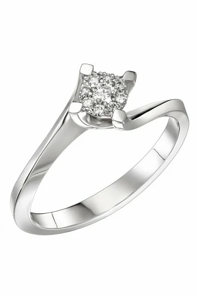 Δαχτυλίδι Φλόγα Λευκόχρυσο 18Κ Διαμάντι Pave 0.09ct