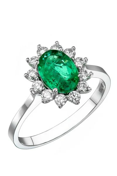 Δαχτυλίδι Λευκόχρυσο 18Κ Διαμάντι Σμαράγδι 1.30Ct