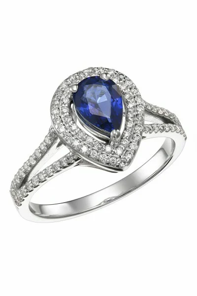 Μονόπετρο Λευκόχρυσο 18Κ Διαμάντι Ζαφείρι 1.09Ct