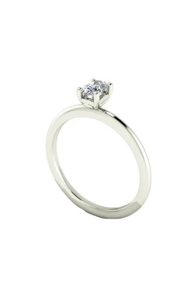 Μονόπετρο Λευκόχρυσο 18Κ Oval Cut Διαμάντι 0.26ct