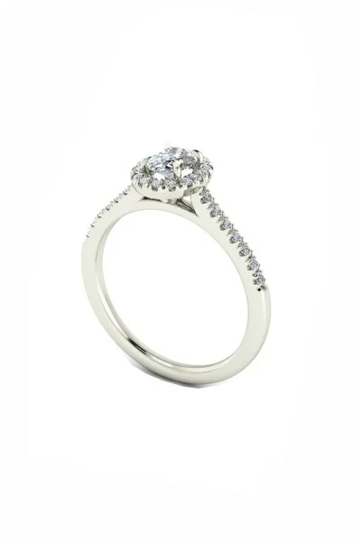 Δαχτυλίδι Λευκόχρυσο 18Κ Oval Cut Μονόπετρο Halo 0.60ct