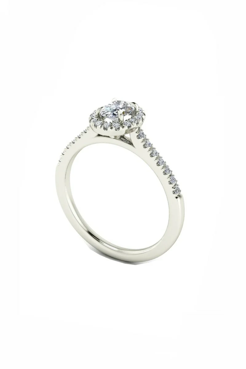 Δαχτυλίδι Λευκόχρυσο 18Κ Oval Cut GIA Μονόπετρο Halo 0.60ct