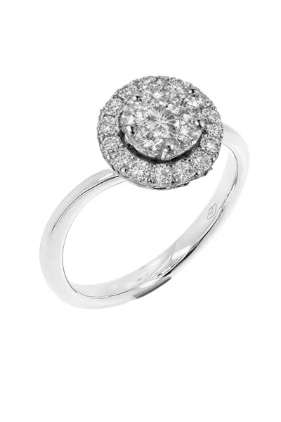 Δαχτυλίδι Λευκόχρυσο 18Κ Διαμάντι Pave Hallo 0.71ct
