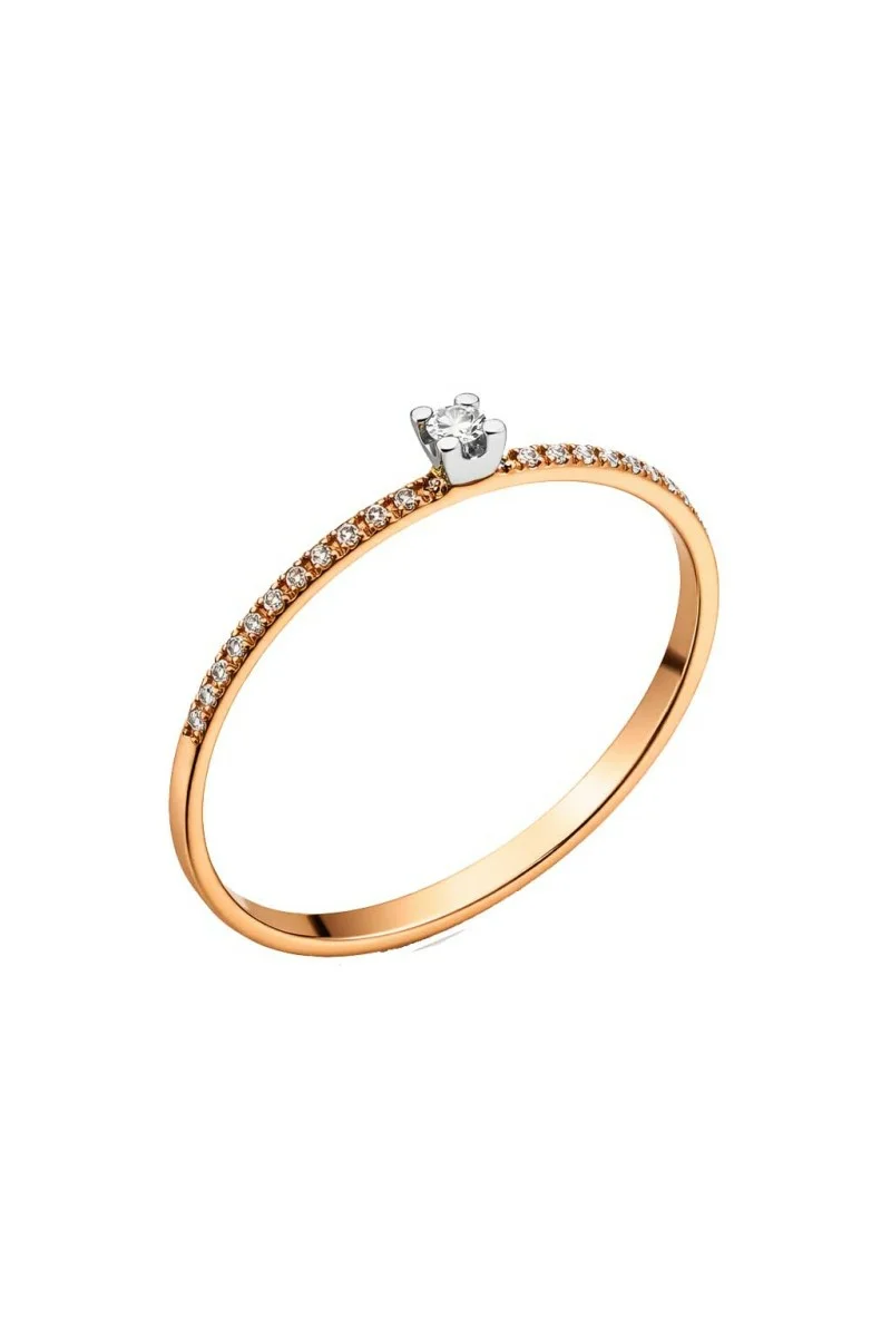 Δαχτυλίδι Ροζ Χρυσό 18Κ Διαμάντι Σειρέ 0.14ct