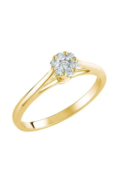 Δαχτυλίδι Κίτρινο Χρυσό 18Κ Διαμάντι Pave 0.16ct