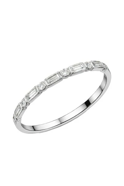 Δαχτυλίδι Λευκόχρυσο 18Κ Διαμάντι Σειρέ Baguette 0.13Ct