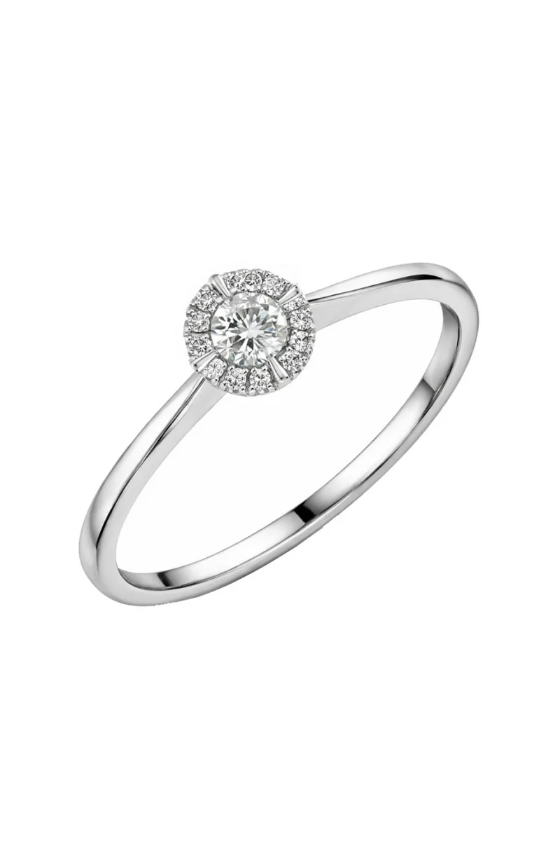 Δαχτυλίδι Λευκόχρυσο 18Κ Διαμάντι Pave 0.13ct