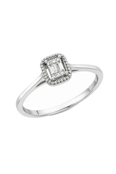 Δαχτυλίδι Διαμάντι Λευκόχρυσο 18Κ Baguette 0.09Ct