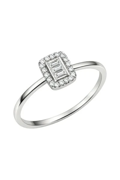 Δαχτυλίδι Διαμάντι Λευκόχρυσο 18Κ Baguette 0.15Ct