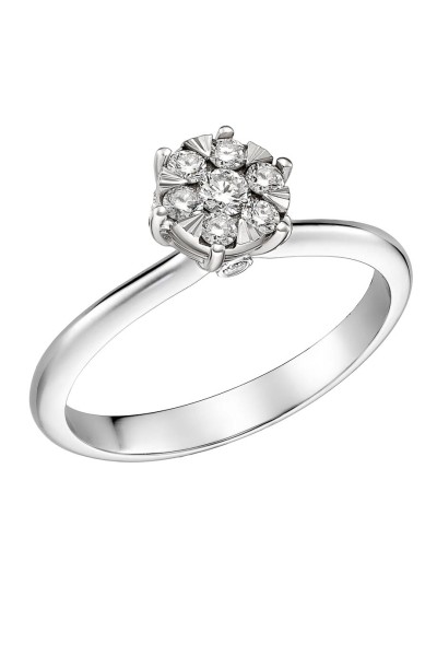 Δαχτυλίδι Λευκόχρυσο 18Κ Διαμάντι Pave 0.22ct