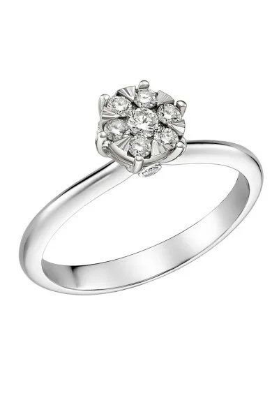 Δαχτυλίδι Λευκόχρυσο 18Κ Διαμάντι Pave 0.22ct