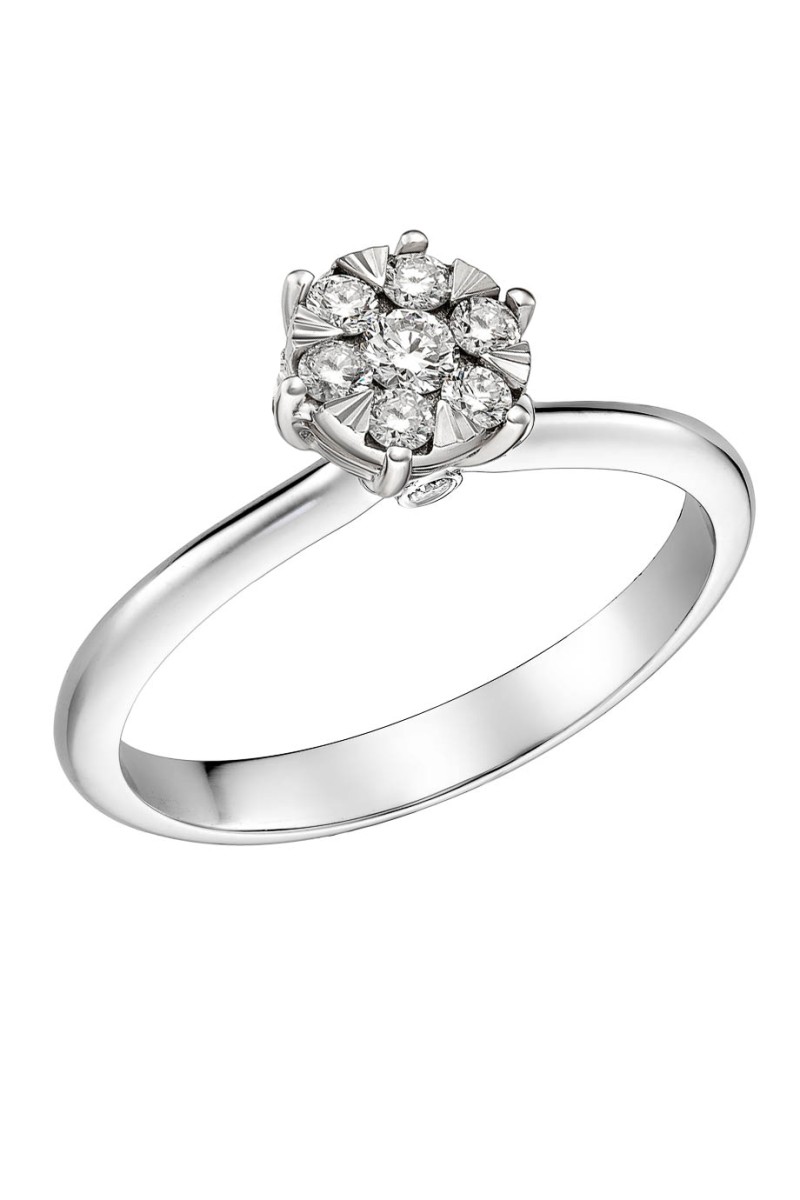 Δαχτυλίδι Λευκόχρυσο 18Κ Διαμάντι Pave 0.22ct