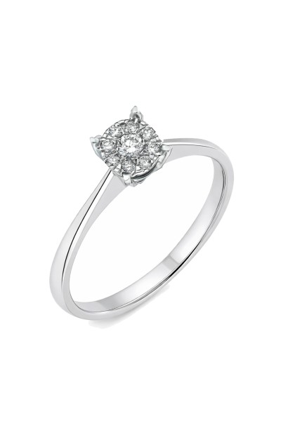 Δαχτυλίδι Λευκόχρυσο 18Κ Διαμάντι Pave 0.13ct