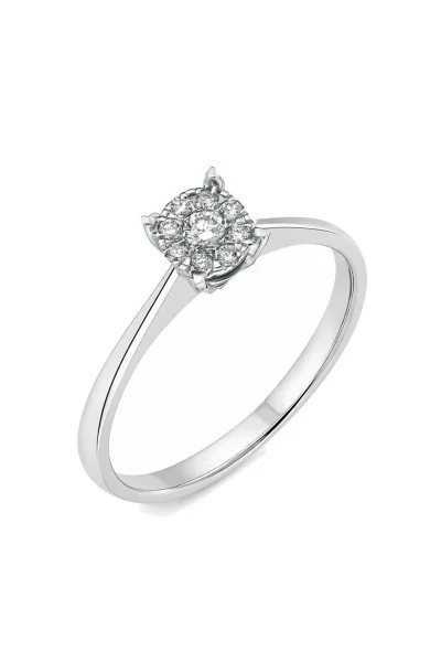 Δαχτυλίδι Λευκόχρυσο 18Κ Διαμάντι Pave 0.13ct