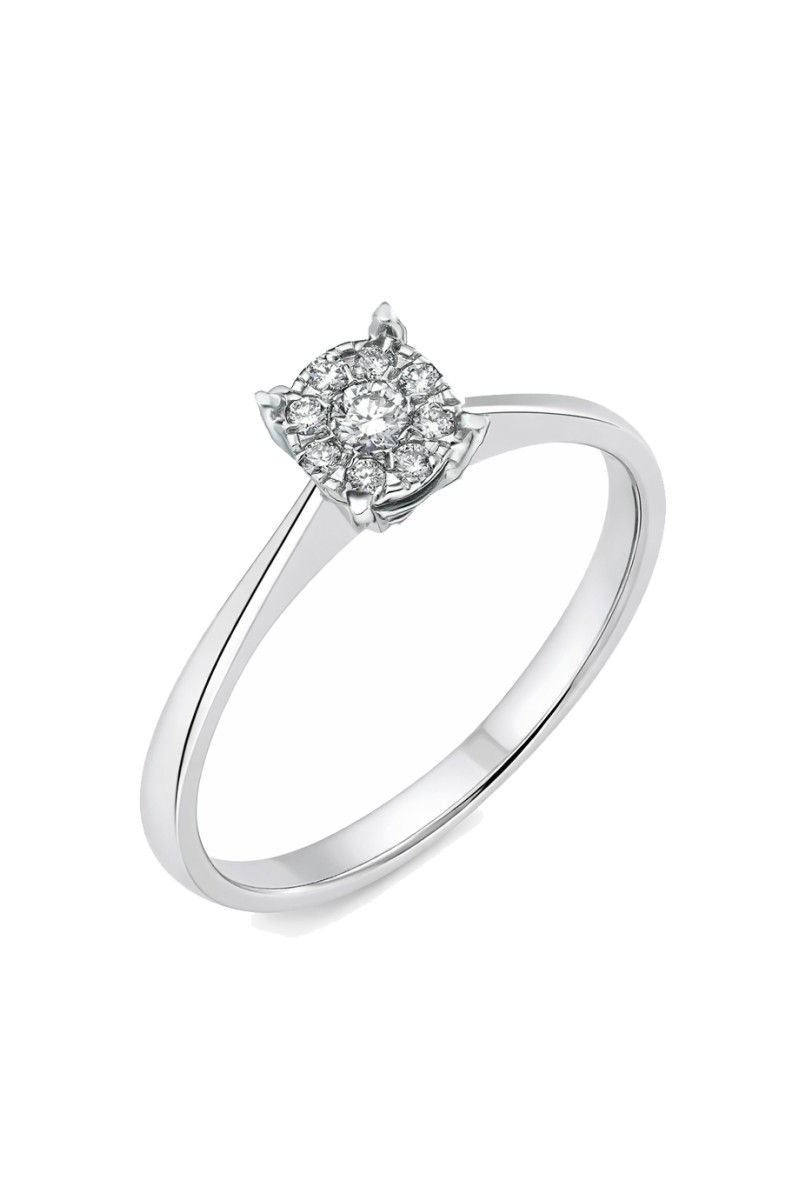 Δαχτυλίδι Λευκόχρυσο 18Κ Διαμάντι Pave 0.13ct