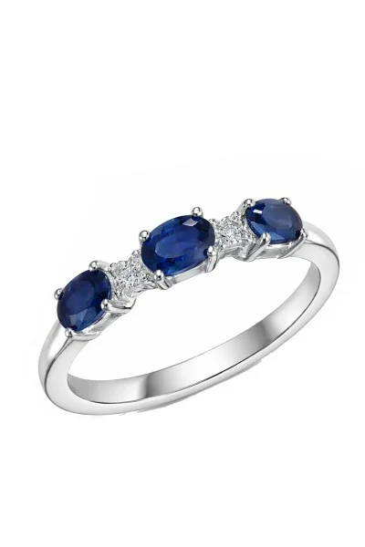 Δαχτυλίδι Λευκόχρυσο 18Κ Διαμάντι Ζαφείρι Σειρέ 0.89Ct
