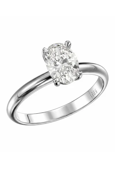 Δαχτυλίδι Λευκόχρυσο 14Κ με Oval Lab-Grown IGI Διαμάντι 1.08ct