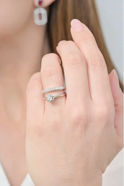 Δαχτυλίδι Λευκόχρυσο 18Κ Διαμάντι Λουλούδι 0.27ct