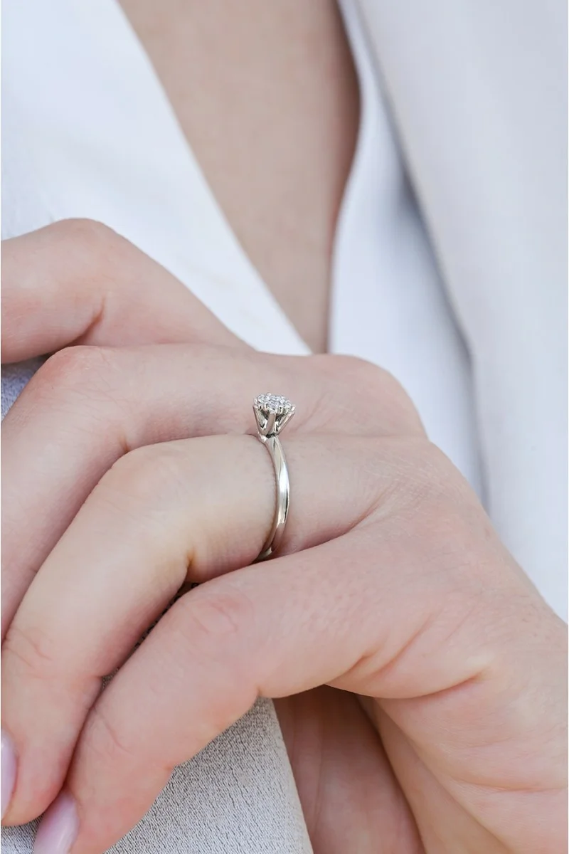Δαχτυλίδι Λευκόχρυσο 18Κ Διαμάντι Pave 0.14ct