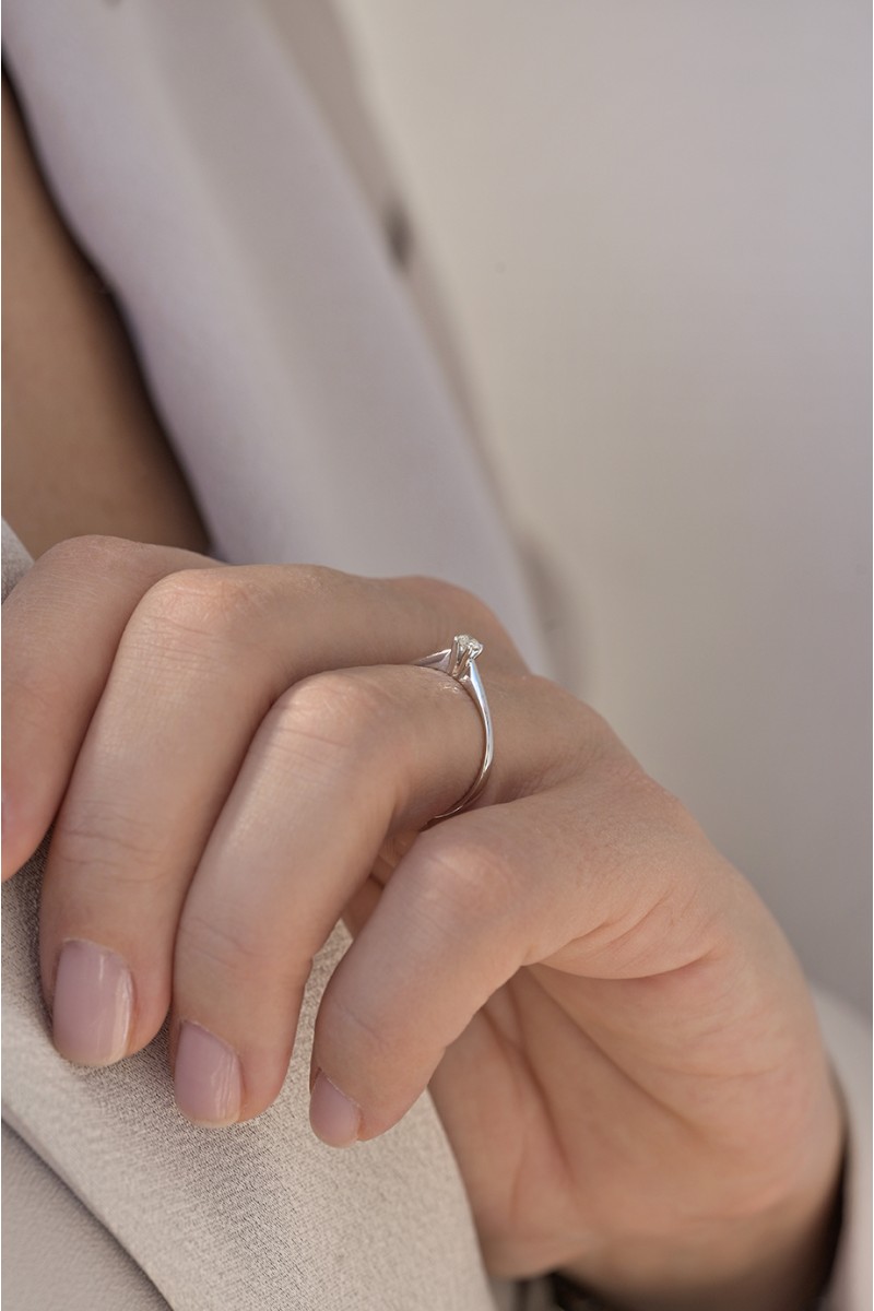 Μονόπετρο Λευκόχρυσο 18Κ Διαμάντι 0.10ct